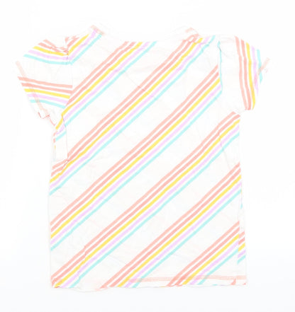 Back view of Tu boys’ white striped basic t-shirt, size 7-8, years