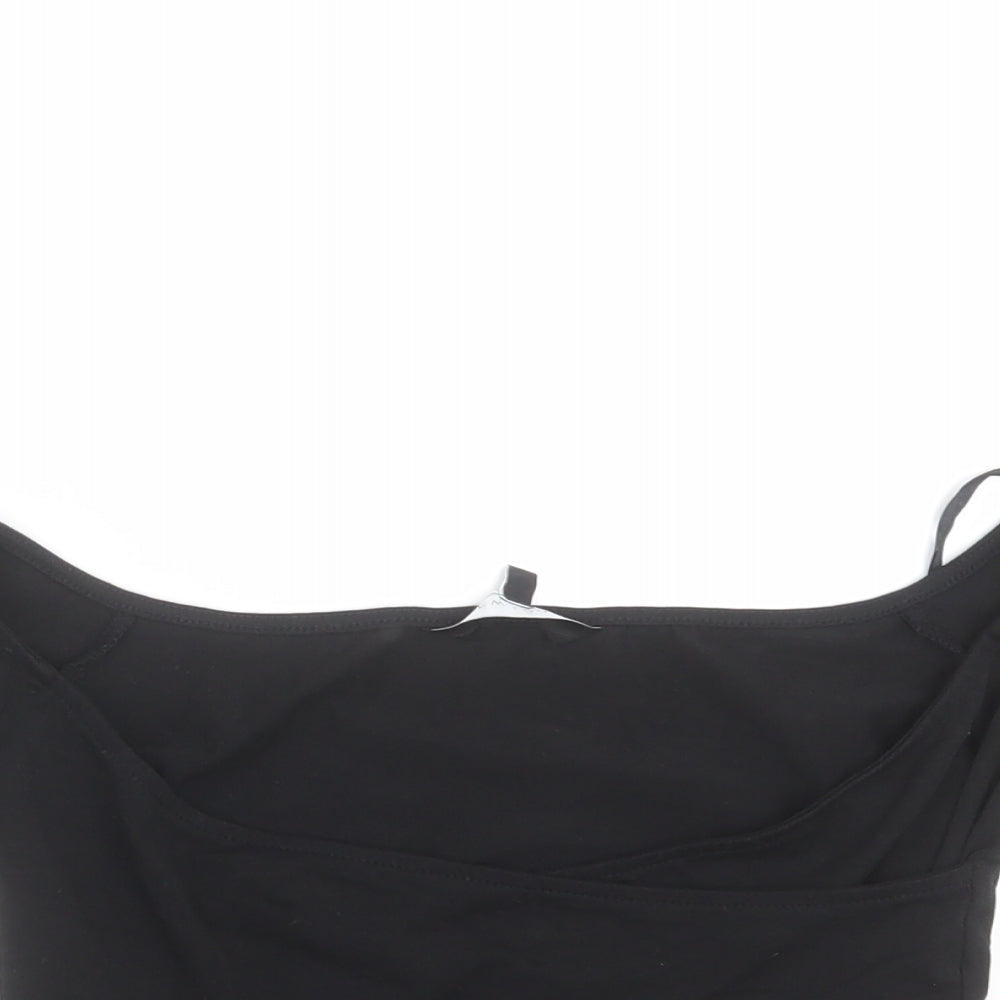 Womens UK Size 8 New Look Black Cropped T-Shirt