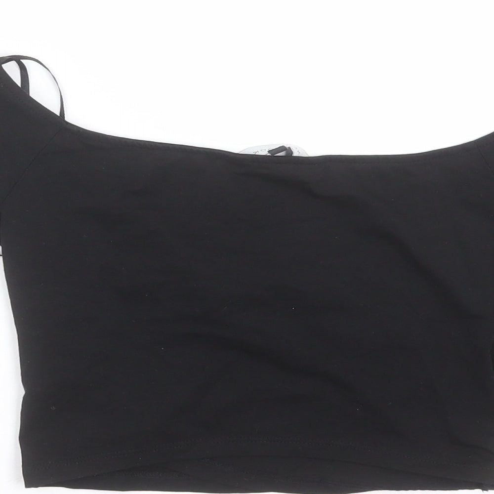 Womens UK Size 8 New Look Black Cropped T-Shirt
