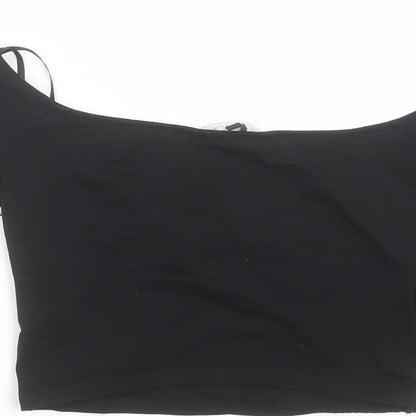 Womens UK Size 8 New Look Black Cropped T-Shirt