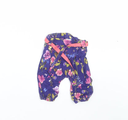 Marks and Spencer Girls Blue Floral   Trousers Size 0-3 Months