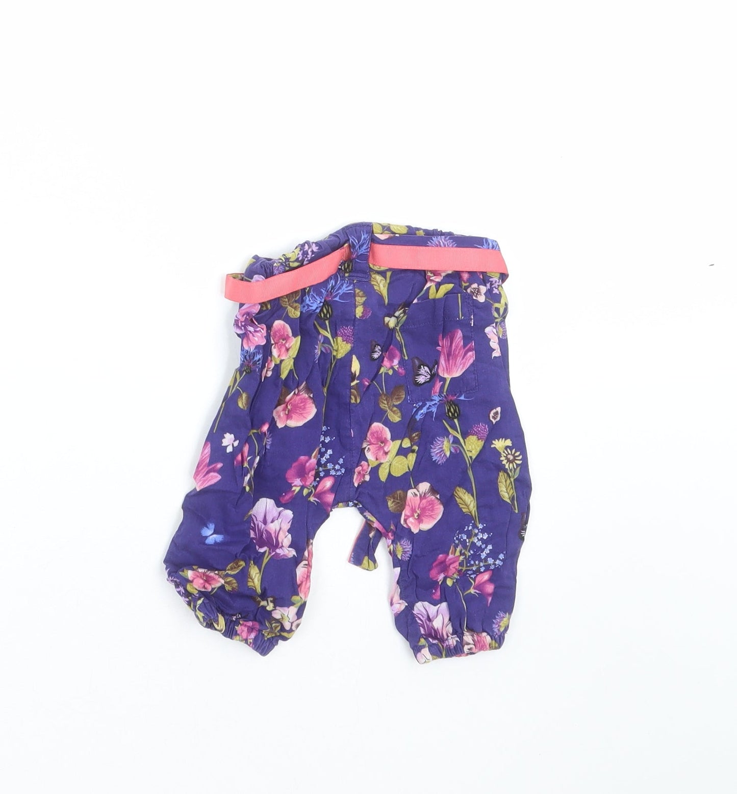 Marks and Spencer Girls Blue Floral   Trousers Size 0-3 Months