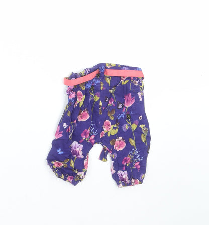 Marks and Spencer Girls Blue Floral   Trousers Size 0-3 Months
