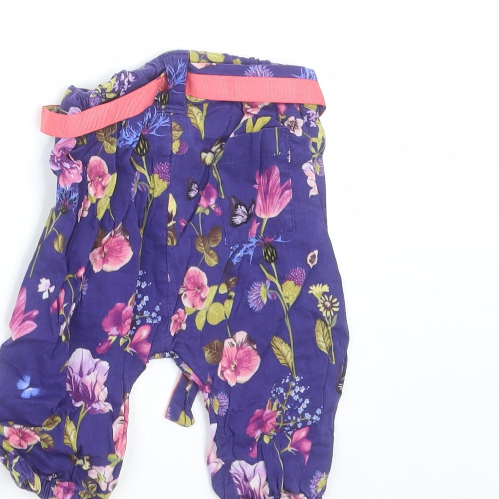 Marks and Spencer Girls Blue Floral   Trousers Size 0-3 Months