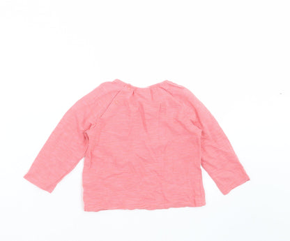 Back view of Next girls’ pink striped basic t-shirt, size 9-12, months