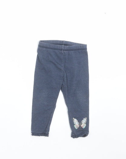 NEXT Girls Blue    Trousers Size 9-12 Months  - leggings, butterfly