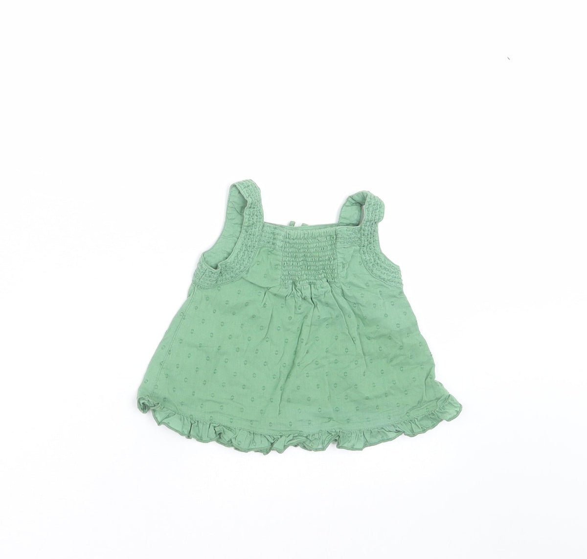 Back view of Monsoon girls’ green geometric basic blouse, size 3-6, months