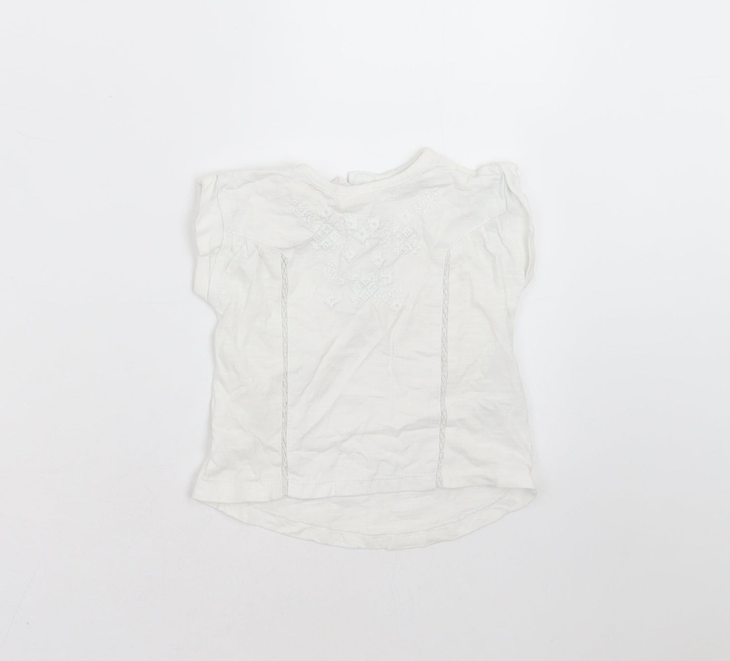NEXT Girls White   Basic T-Shirt Size 3-6 Months  - Embroidered detail
