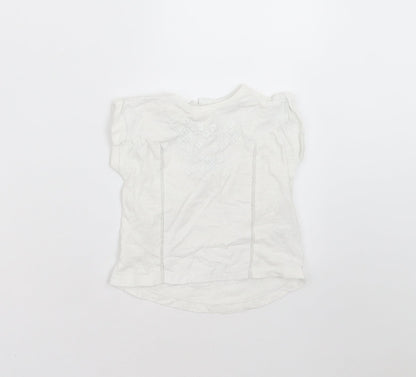 NEXT Girls White   Basic T-Shirt Size 3-6 Months  - Embroidered detail