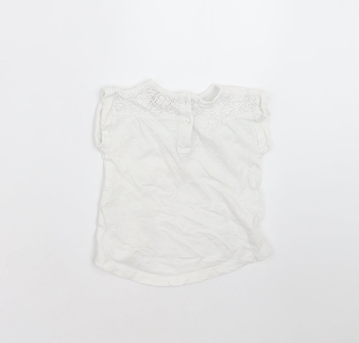 NEXT Girls White   Basic T-Shirt Size 3-6 Months  - Embroidered detail