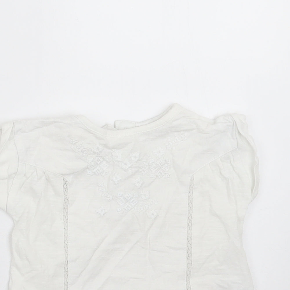 NEXT Girls White   Basic T-Shirt Size 3-6 Months  - Embroidered detail