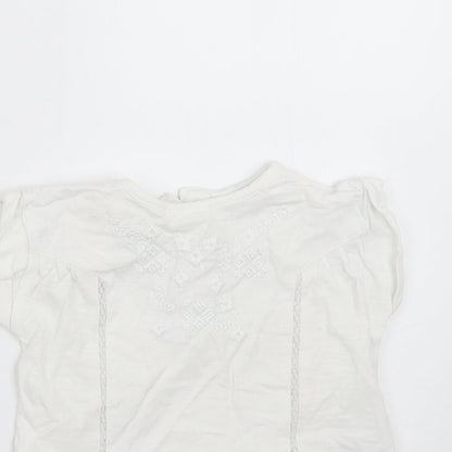 NEXT Girls White   Basic T-Shirt Size 3-6 Months  - Embroidered detail