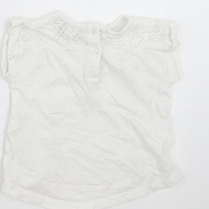 NEXT Girls White   Basic T-Shirt Size 3-6 Months  - Embroidered detail