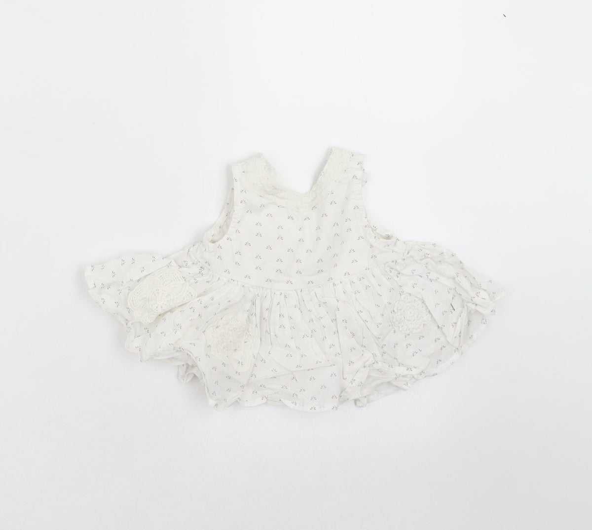 Additional front view of Next girls’ white floral basic blouse, size 3-6, months
