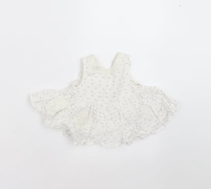 Additional front view of Next girls’ white floral basic blouse, size 3-6, months