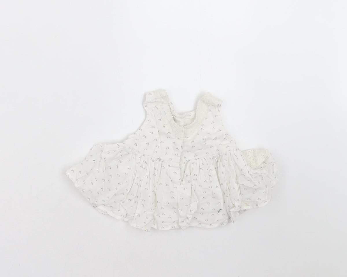 Back view of Next girls’ white floral basic blouse, size 3-6, months