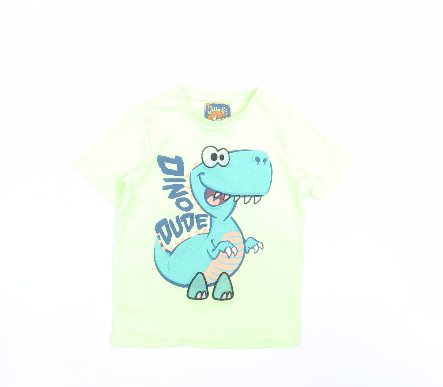the little surf company Boys Green   Basic T-Shirt Size 4-5 Years  - dinosaur