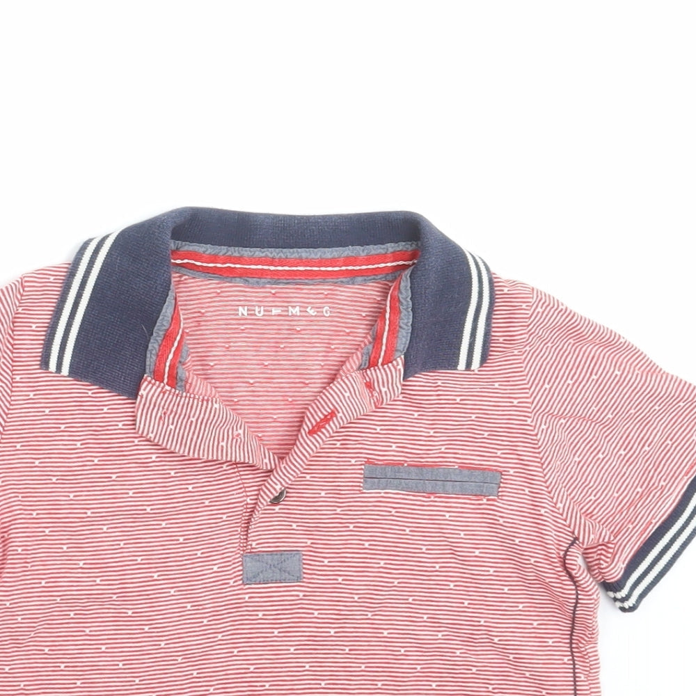 Nutmeg Boys Red Striped  Basic Polo Size 4-5 Years