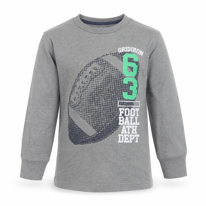 Front view of GapKids boys’ grey basic t-shirt, size 4-5, years - football