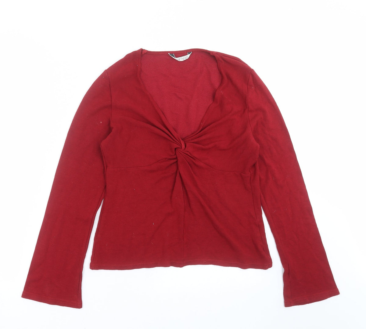 Additional front view of Canvas women’s red jumper, size UK 16