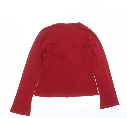Back view of Canvas women’s red jumper, size UK 16