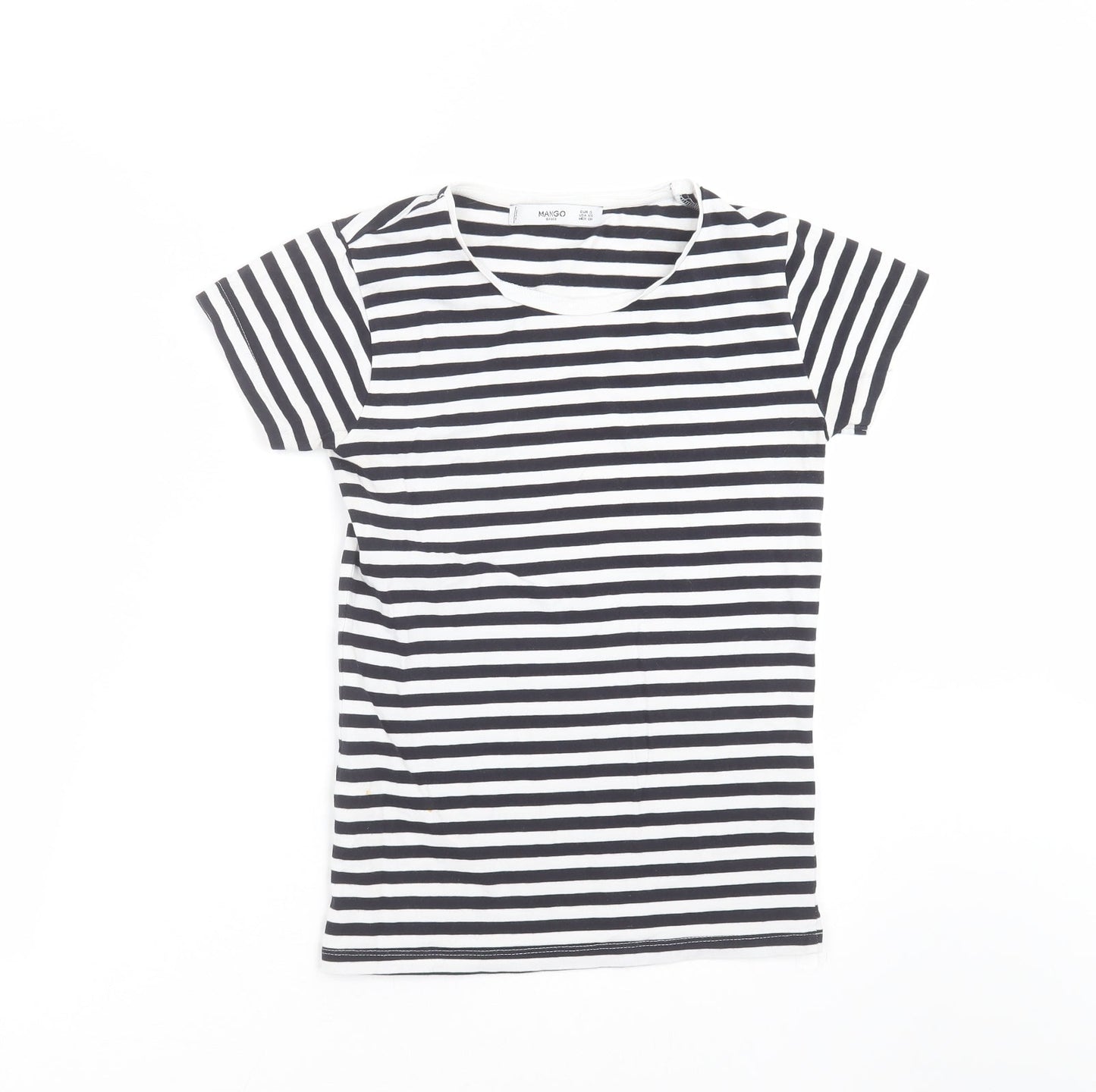 Womens UK Size S Mango Black Basic T-Shirt