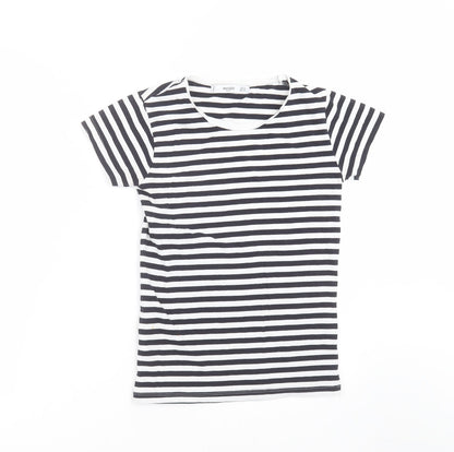 Womens UK Size S Mango Black Basic T-Shirt