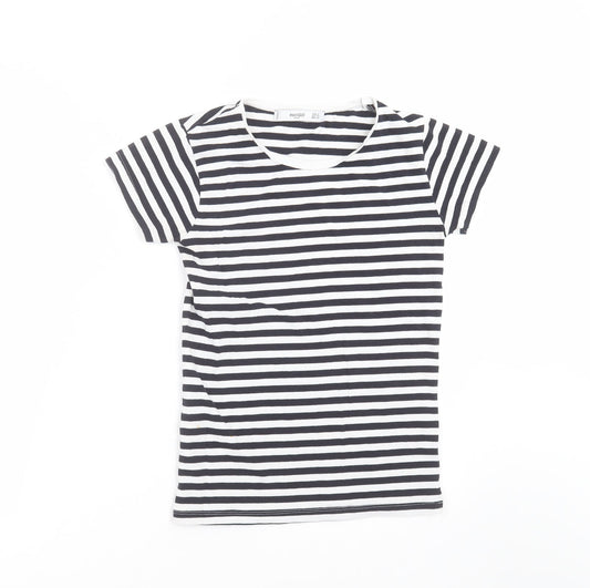 Womens UK Size S Mango Black Basic T-Shirt