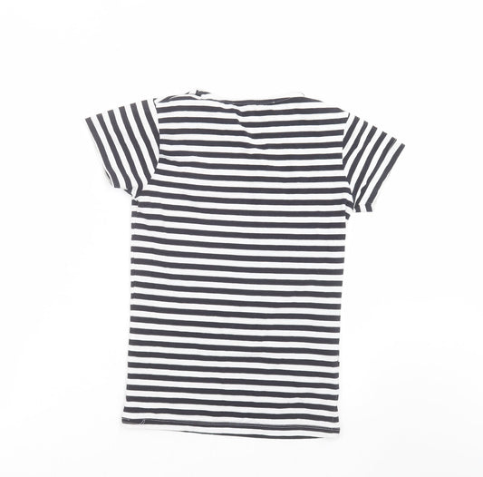 Womens UK Size S Mango Black Basic T-Shirt
