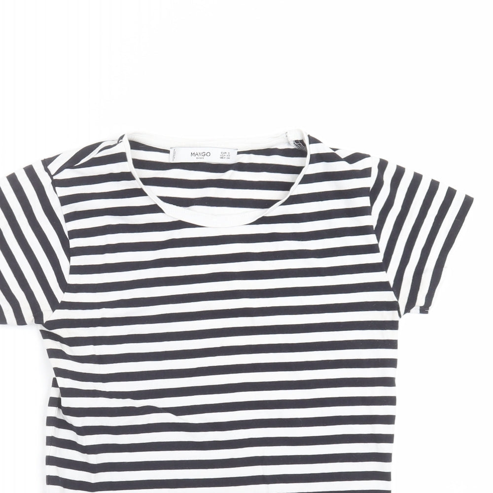 Womens UK Size S Mango Black Basic T-Shirt