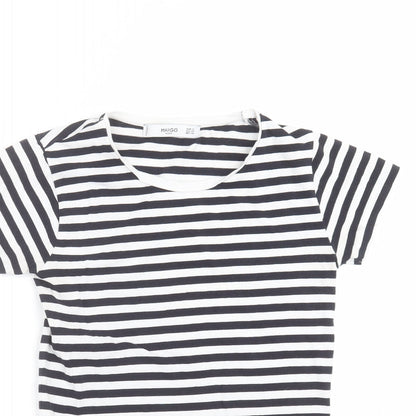 Womens UK Size S Mango Black Basic T-Shirt