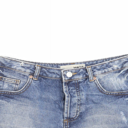Topshop Womens Blue  Denim Hot Pants Shorts Size 30 in - distressed
