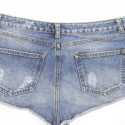 Topshop Womens Blue  Denim Hot Pants Shorts Size 30 in - distressed
