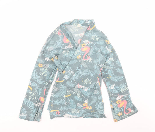 SheIn Womens Gold Floral  Wrap Blouse Size S  - Tropical print