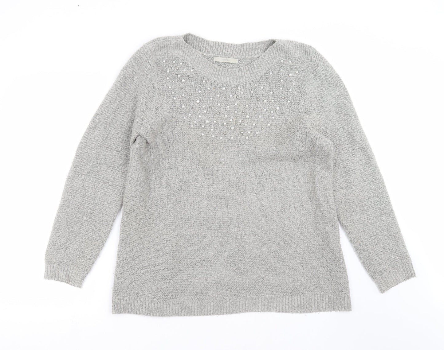George Womens Grey  Knit Pullover Jumper Size 14  - beaded