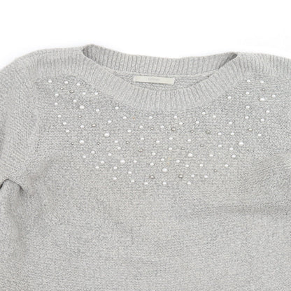 George Womens Grey  Knit Pullover Jumper Size 14  - beaded