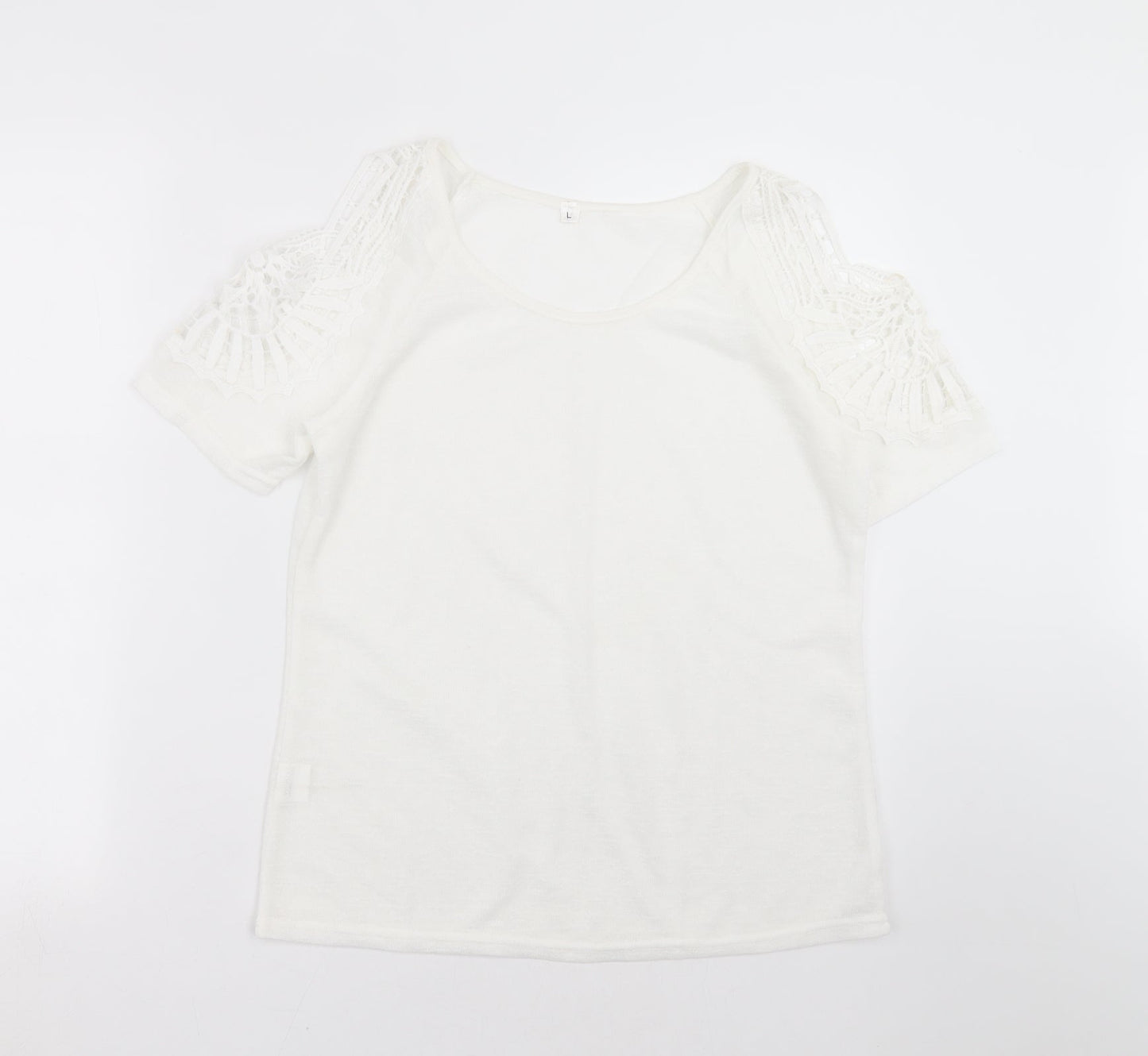 Womens UK Size L Preworn White Pullover Jumper