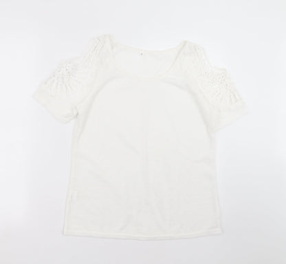 Womens UK Size L Preworn White Pullover Jumper