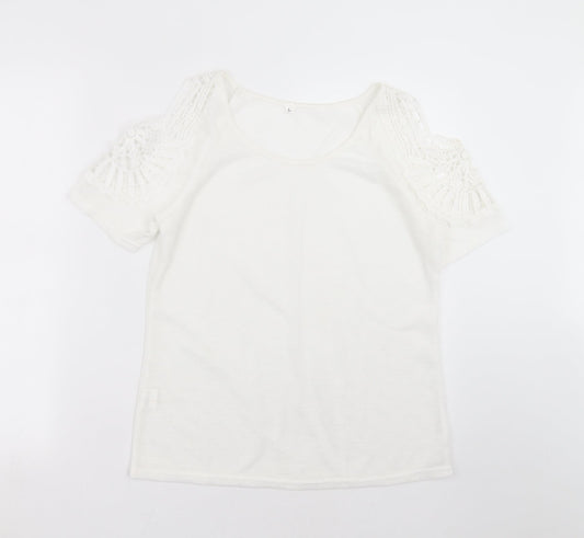 Womens UK Size L Preworn White Pullover Jumper