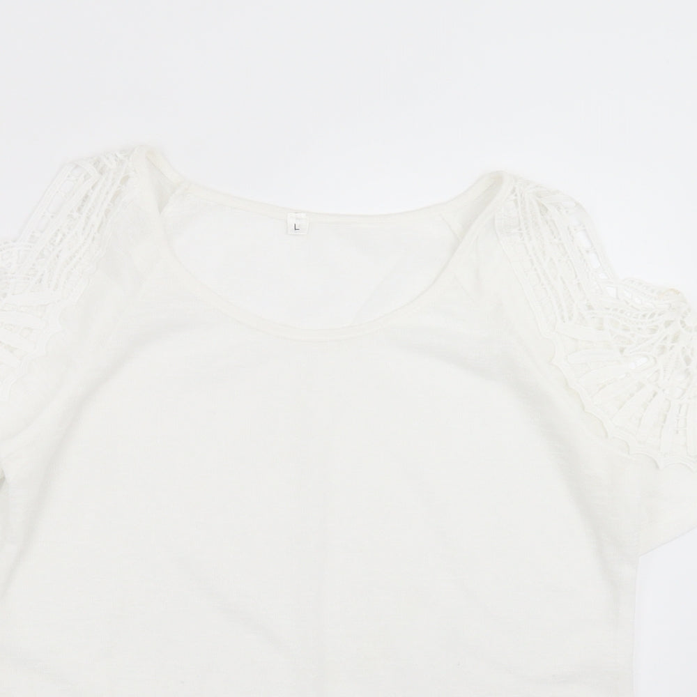 Womens UK Size L Preworn White Pullover Jumper