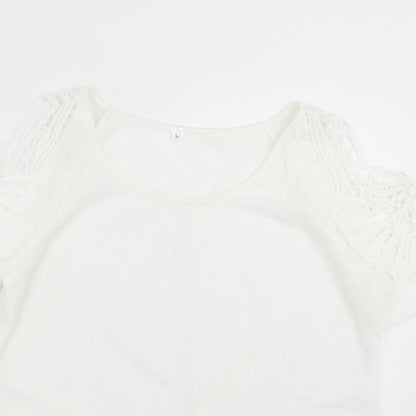 Womens UK Size L Preworn White Pullover Jumper