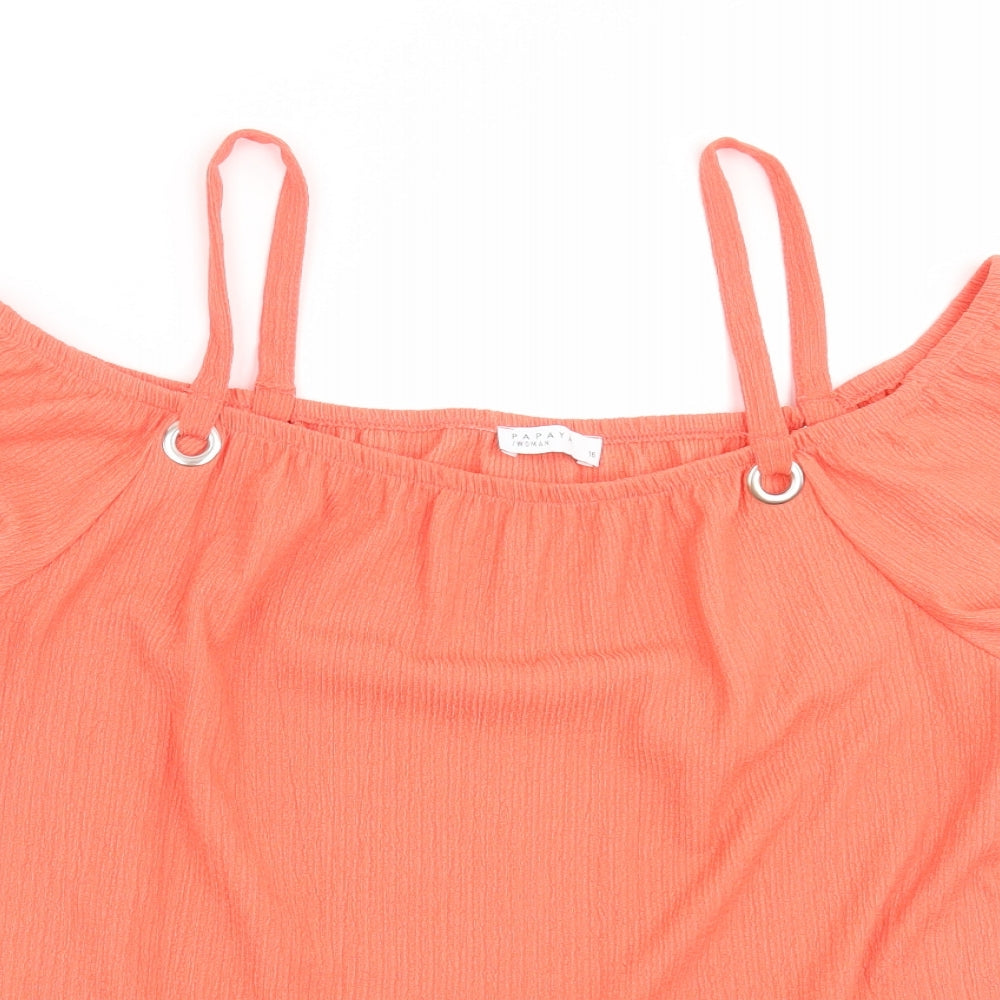 Papaya Womens Orange   Basic Blouse Size 16