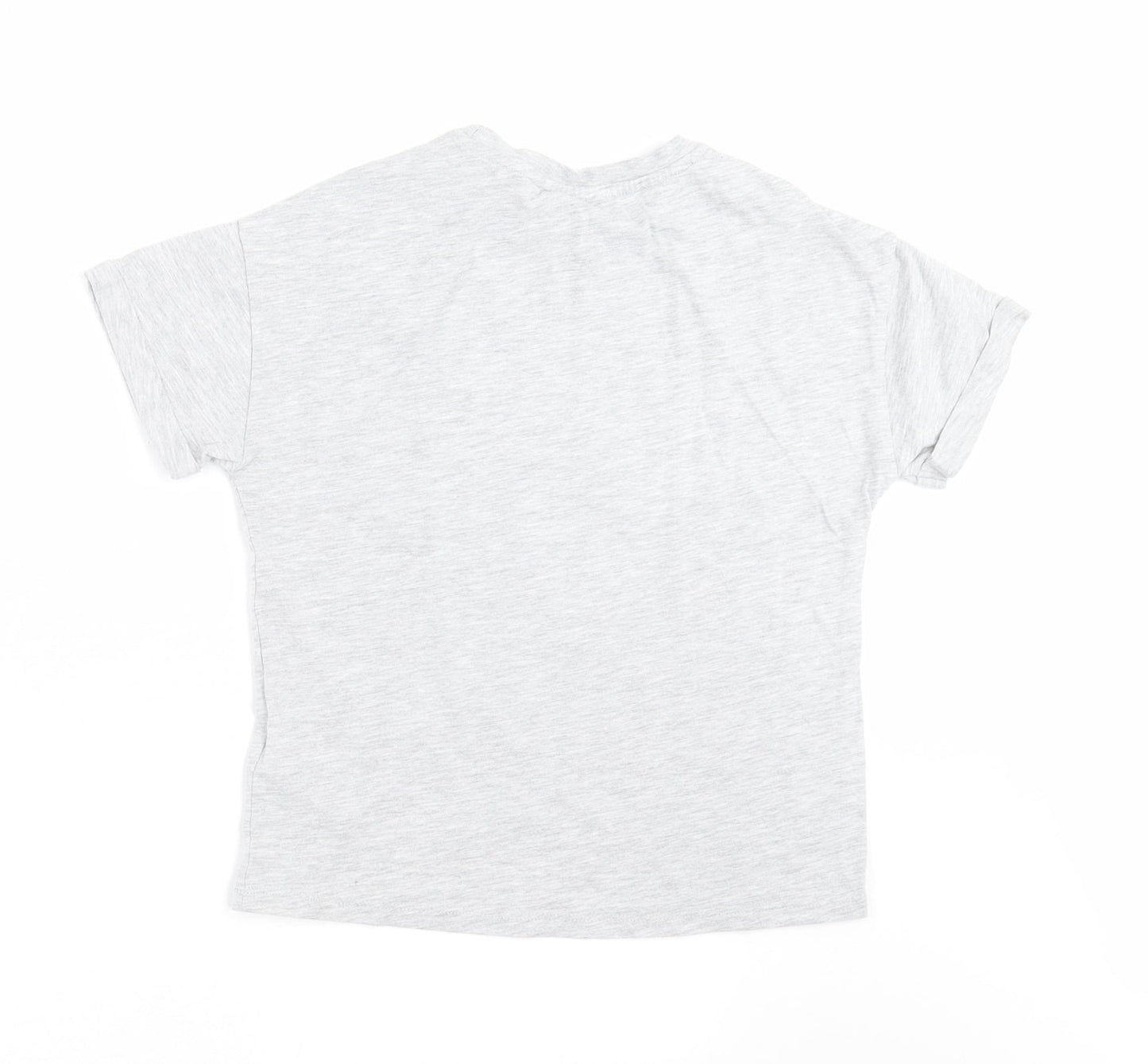 Marks and Spencer Girls Grey   Basic T-Shirt Size 9-10 Years  - sequin heart