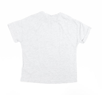Marks and Spencer Girls Grey   Basic T-Shirt Size 9-10 Years  - sequin heart