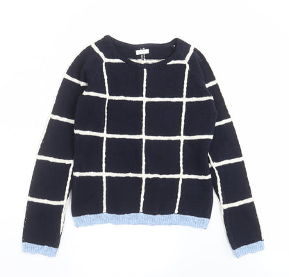 NEXT Girls Blue Check Knit Pullover Jumper Size 10 Years