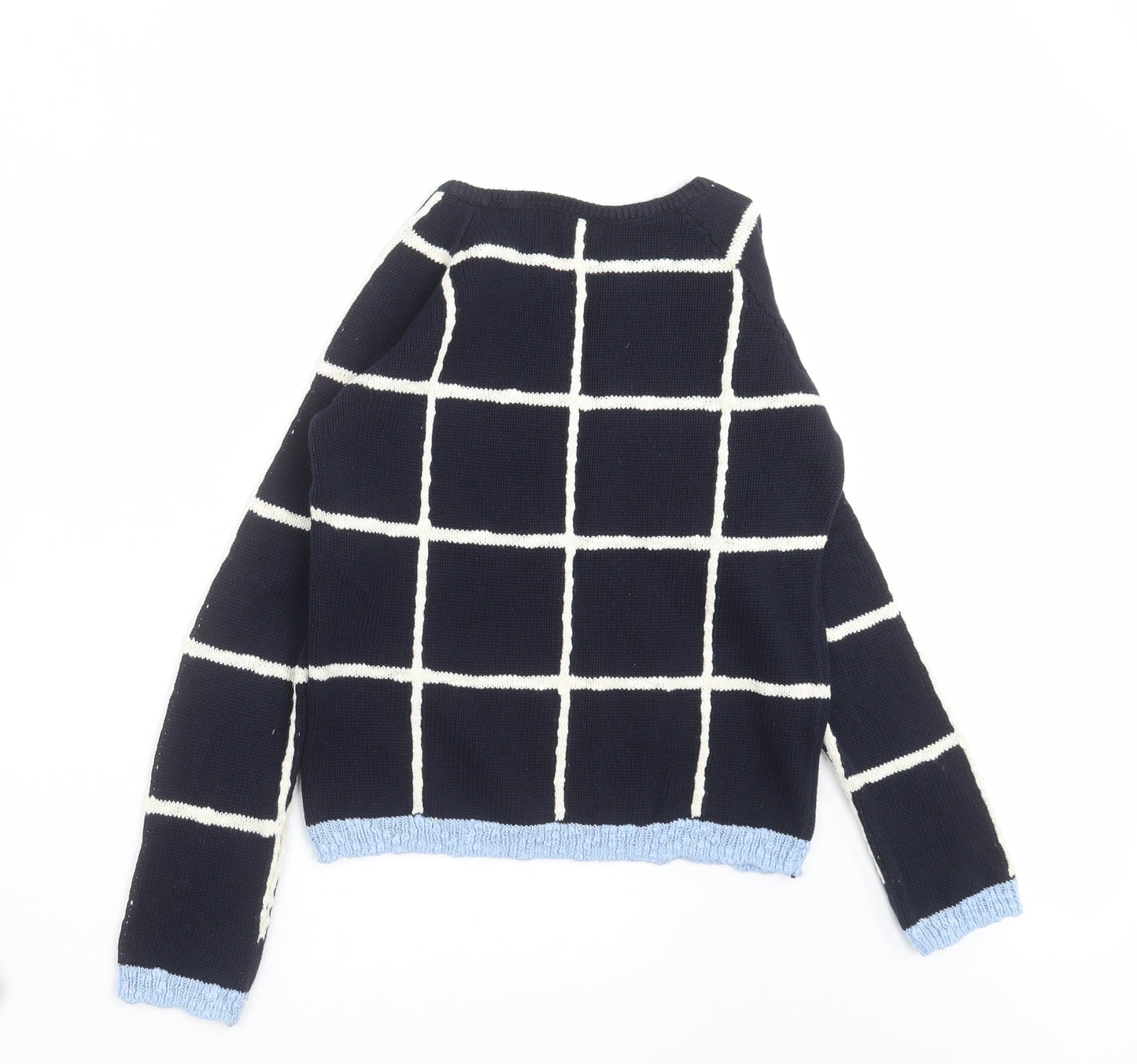 NEXT Girls Blue Check Knit Pullover Jumper Size 10 Years