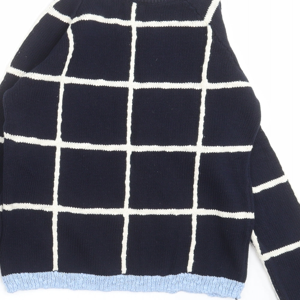NEXT Girls Blue Check Knit Pullover Jumper Size 10 Years