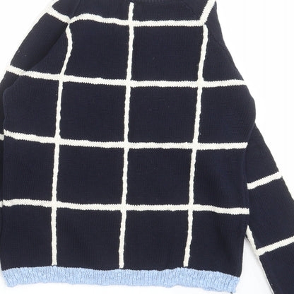 NEXT Girls Blue Check Knit Pullover Jumper Size 10 Years