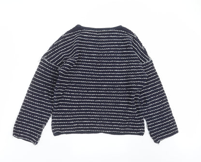 F&F Girls Blue Striped Knit Pullover Jumper Size 12-13 Years
