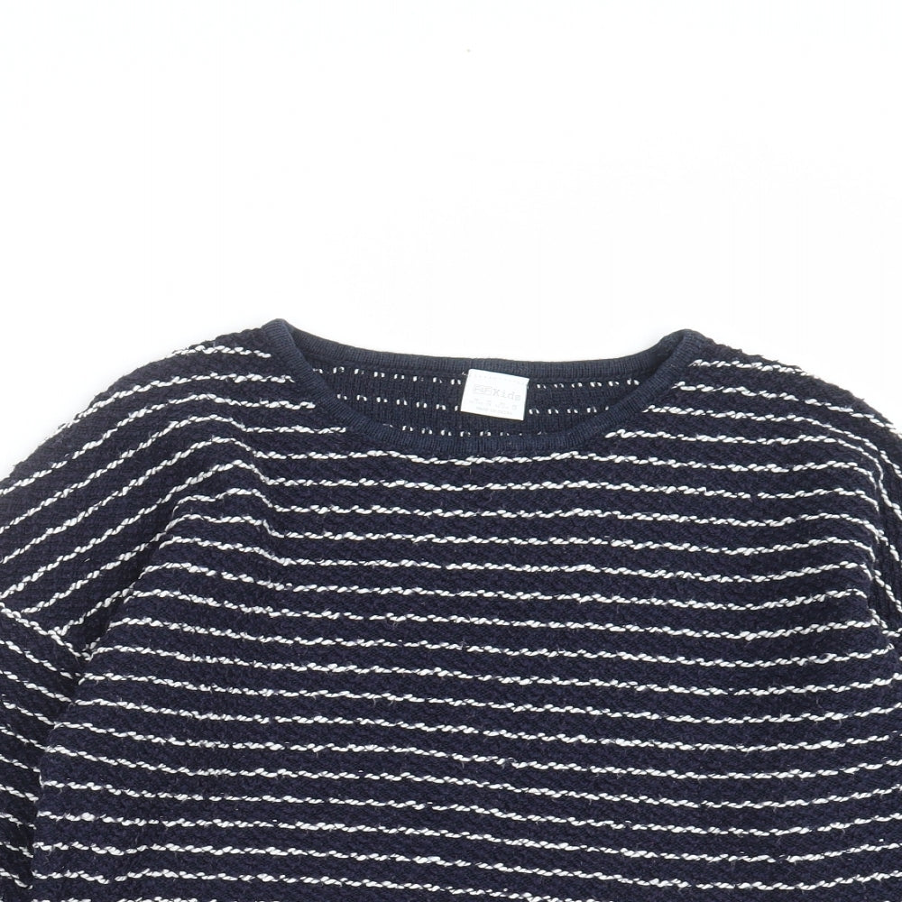 F&F Girls Blue Striped Knit Pullover Jumper Size 12-13 Years